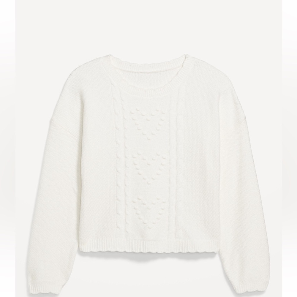 Old Navy SoSoft Bobble Heart Sweater Size S NWT Sea Salt Crew Neck Cozy - Picture 9 of 10